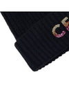 Embroidered Logo Wool Beanie Black - CELINE - BALAAN 9