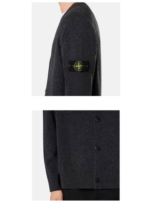 Wappen Patch V-Neck Cardigan Grey Melange - STONE ISLAND - BALAAN 6