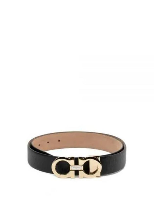 Reversible Gancini Leather Belt Black - SALVATORE FERRAGAMO - BALAAN 2