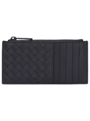 Intrecciato Zipper Card Case Gray - BOTTEGA VENETA - BALAAN 1