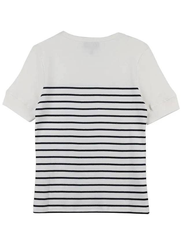 Logo Print Stripe Short Sleeve T-Shirt White - A.P.C. - BALAAN 3