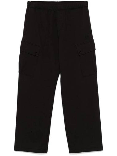 Diagonal Raised Fleece Cargo Track Pants Black - CP COMPANY - BALAAN 1