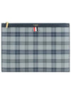 Tartan Pebble Grain Leather Clutch Bag Grey - THOM BROWNE - BALAAN 2