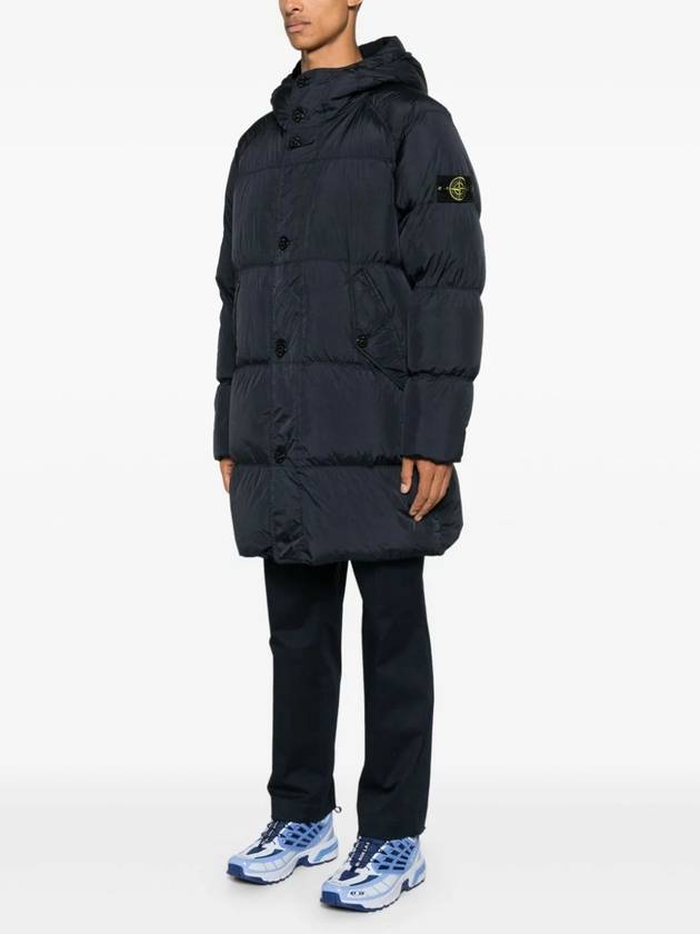 Men's Wappen Patch Crinkle Wraps Long Padding Navy - STONE ISLAND - BALAAN 4