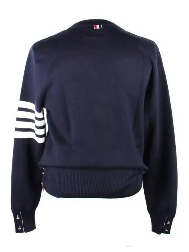 4 Bar Armband Milano Stitch Knit Top Navy - THOM BROWNE - BALAAN 4