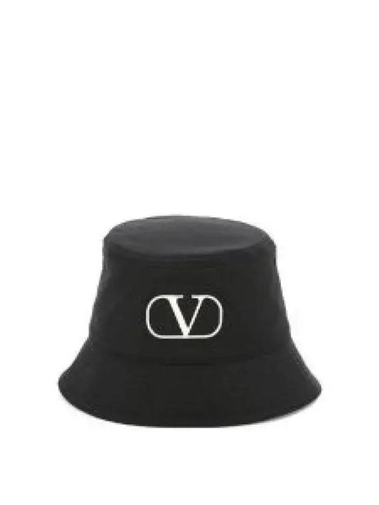 Signature V Logo Bucket Hat Black - VALENTINO - BALAAN 2