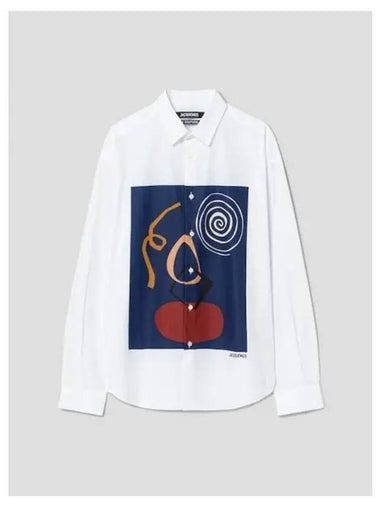 Jacquemus Men s La Chemise Simon White Navy Arty Painting Domestic Products - JACQUEMUS - BALAAN 1