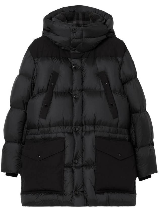 Logo Applique Nylon Puffer Padding Charcoal Grey - BURBERRY - BALAAN 1