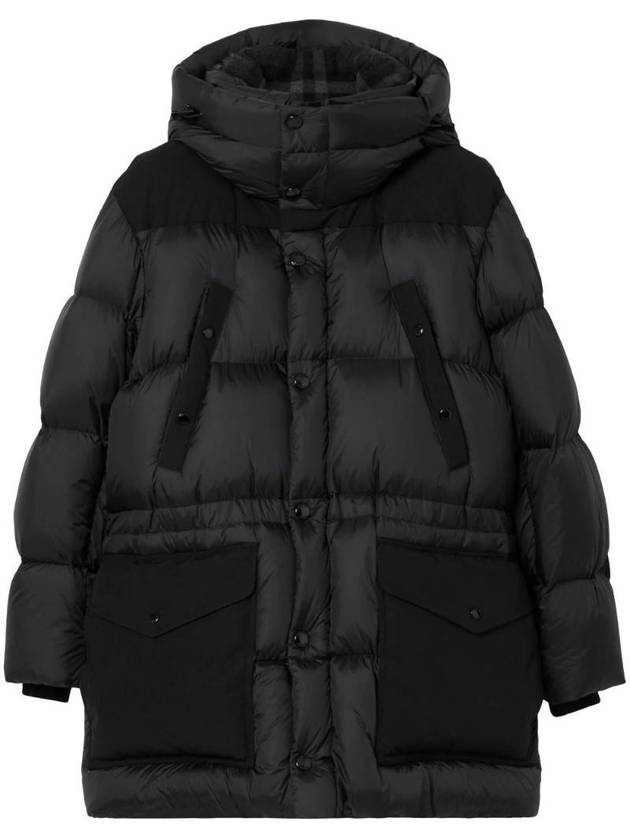 Logo Applique Nylon Puffer Padding Charcoal Grey - BURBERRY - BALAAN 1