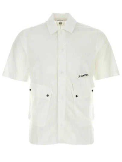 Cotton Popeline Pocket Short Sleeve Shirt White - CP COMPANY - BALAAN 2