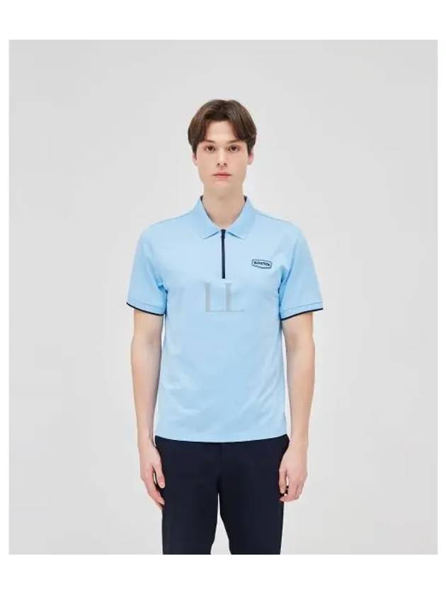 Geoel Zip Neck Short Sleeve Polo Shirt Sky Blue - DUVETICA - BALAAN 2