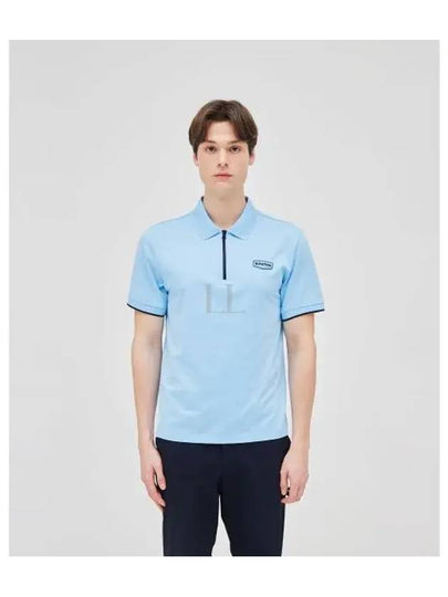 Geoel Zip Neck Short Sleeve Polo Shirt Sky Blue - DUVETICA - BALAAN 2