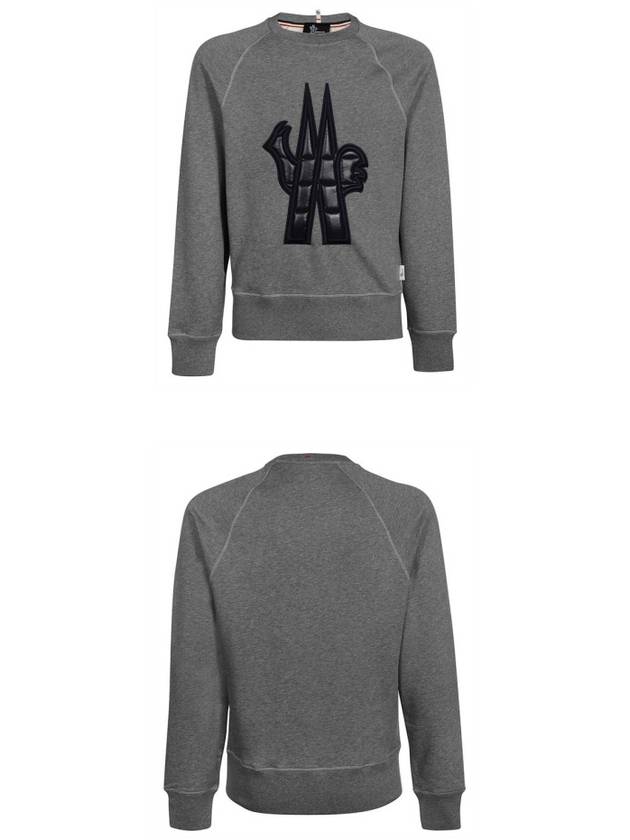 Grenoble Quilted Logo Crew Neck Sweatshirt Grey - MONCLER - BALAAN 5