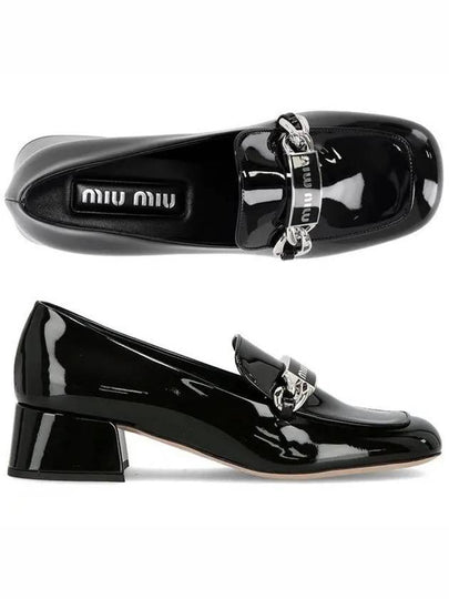 Women's Logo Patent Leather Pumps Black - MIU MIU - BALAAN 2