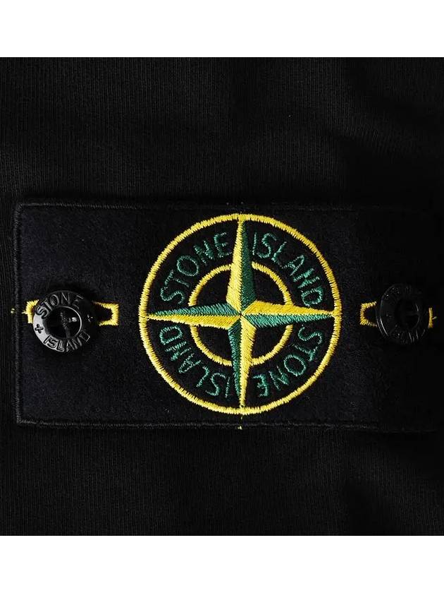 6100045 Organic Cotton Fleece Drawstring Hoodie Black - STONE ISLAND - BALAAN 5