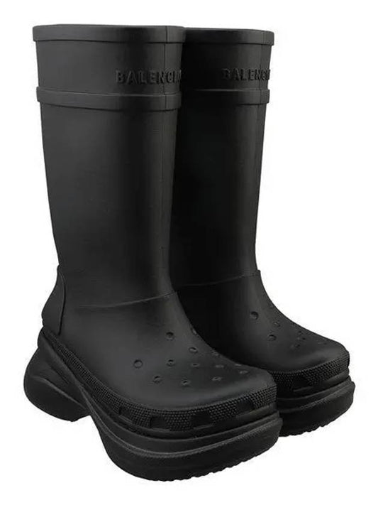 Women's Crocs Rubber Long Boots Black - BALENCIAGA - BALAAN 2