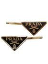 Triangle Logo Hair Clip Gold Black - PRADA - BALAAN 2