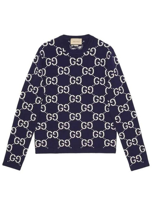 GG Wool Jacquard Knit Top Blue - GUCCI - BALAAN 2