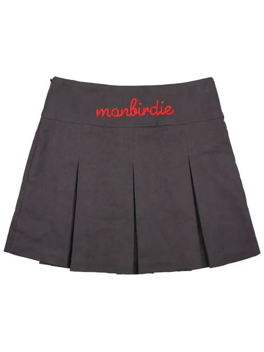 SOFT TOUCH WARM PLEATS Soft brushed embroidery pleated skirtDGREY - MONBIRDIE GOLF - BALAAN 2