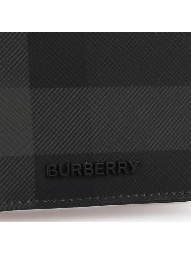 Check Leather Half Wallet Grey - BURBERRY - BALAAN 3