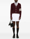 4 Bar Cable Wool Crop Cardigan Red - THOM BROWNE - BALAAN 4