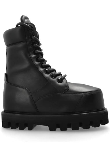 Alexander McQueen Leather Wedge Ankle Boots, Women's, Black - ALEXANDER MCQUEEN - BALAAN 1