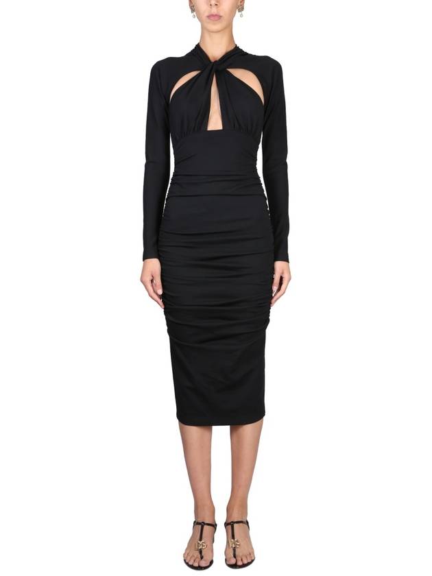 LONGUETTE DRESS WITH CUT OUT F6AJOTFU78YN0000 B0040182658 - DOLCE&GABBANA - BALAAN 2