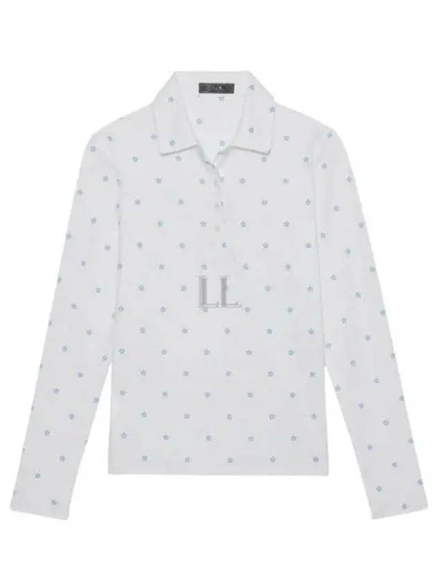 Women's Star Print Long Sleeve Pk Shirt White - G/FORE - BALAAN 2