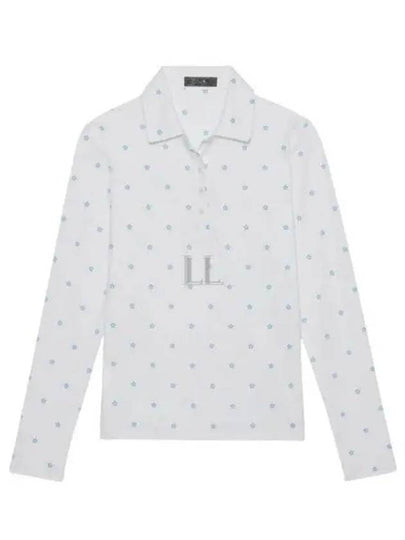 Women's Star Print Long Sleeve Pk Shirt White - G/FORE - BALAAN 2