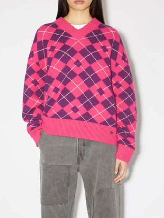 Jacquard Wool Knit Top Bright Pink - ACNE STUDIOS - BALAAN 3