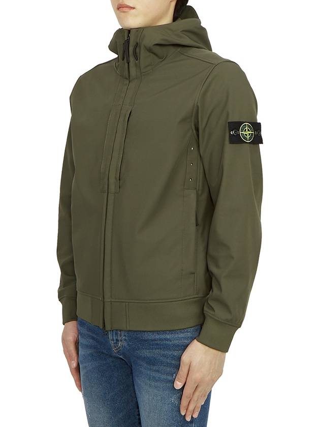 Soft Shell RE Dye Technology Hooded Jacket Khaki - STONE ISLAND - BALAAN 4