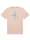 Marble One Logo Print Short Sleeve T-Shirt Pink - STONE ISLAND - BALAAN 2