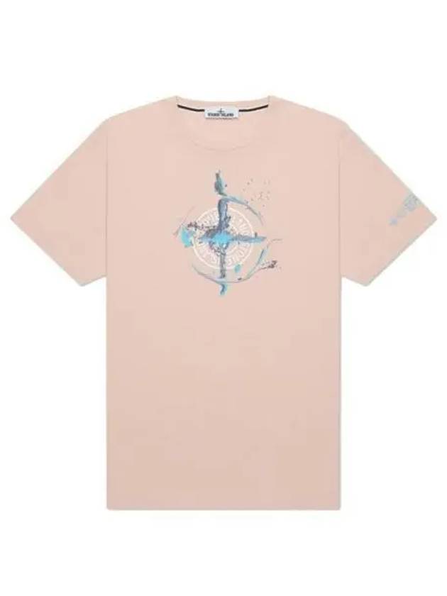 Marble One Logo Print Short Sleeve T-Shirt Pink - STONE ISLAND - BALAAN 2