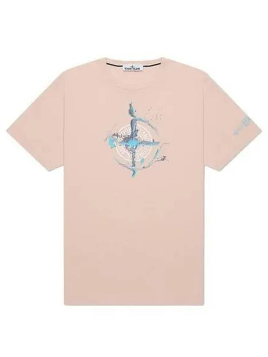 Marble One Logo Print Short Sleeve T-Shirt Pink - STONE ISLAND - BALAAN 2