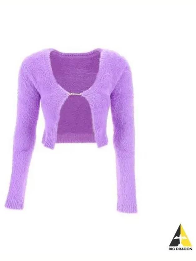 Jacquemus Women s Steel Fluffy Open Crop Cardigan Purple 22KN010 2380 - JACQUEMUS - BALAAN 1