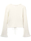 Ribbon String Crop Knit Top Ivory - HIGH SCHOOL DISCO - BALAAN 4