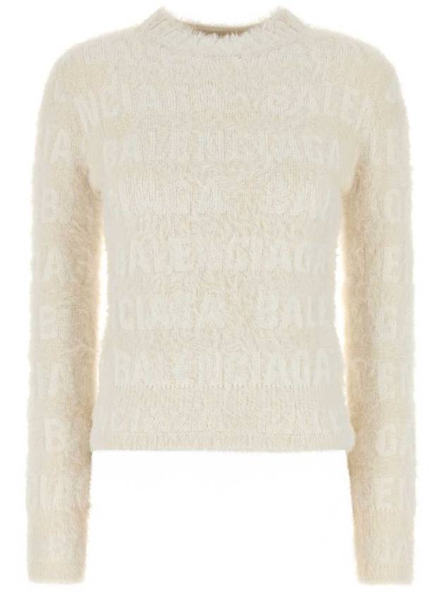 All over logo furry fit knit top ivory - BALENCIAGA - BALAAN 2