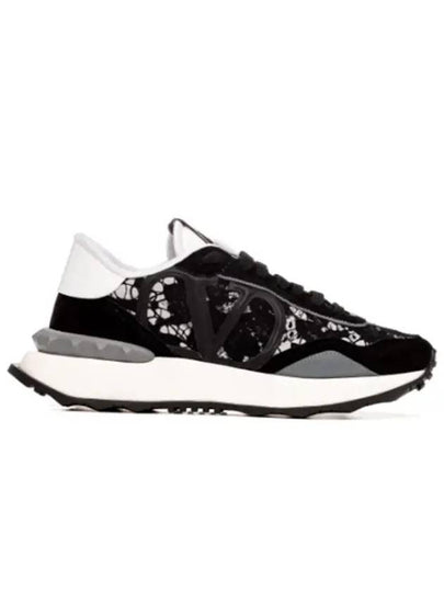 Lace Mesh Race Runner Low Top Sneakers Black - VALENTINO - BALAAN 2