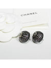 earrings metal resin diamante silver black crystal - CHANEL - BALAAN 5