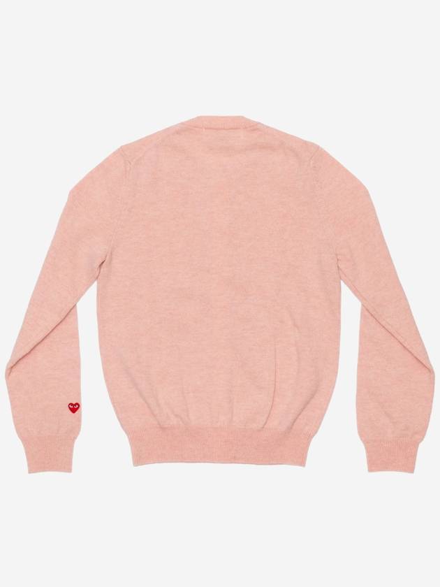 Small Red Heart Wappen Wool Cardigan Pink - COMME DES GARCONS - BALAAN 3