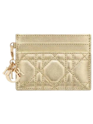 Prisia Cannage Calfskin Card Holder Metallic Gold - DIOR - BALAAN 1