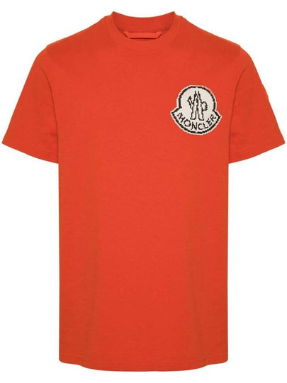 Logo Crew Neck Short Sleeve T Shirt Orange - MONCLER - BALAAN 2