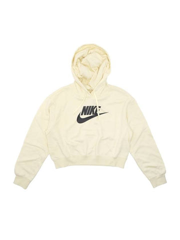 Women's Sportswear Club Fleece Oversized Crop Graphic Hooded Top Cream - NIKE - BALAAN 1