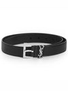 Square Buckle Monogram Leather Belt Black - SAINT LAURENT - BALAAN 2