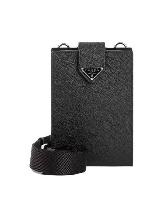 Triangle Logo Phone Case Cross Bag Black - PRADA - BALAAN 2