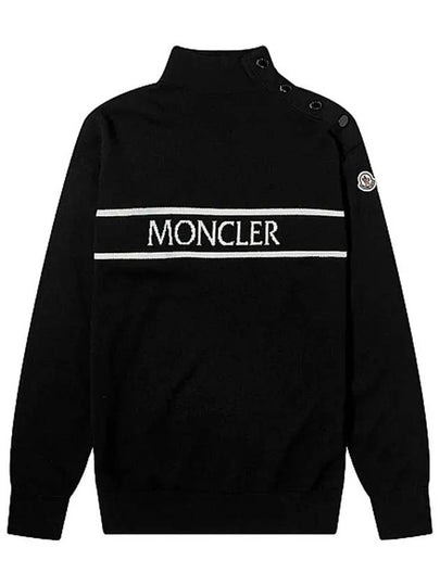 logo line neck button knit black 9F000 11 M1131 999 - MONCLER - BALAAN 2