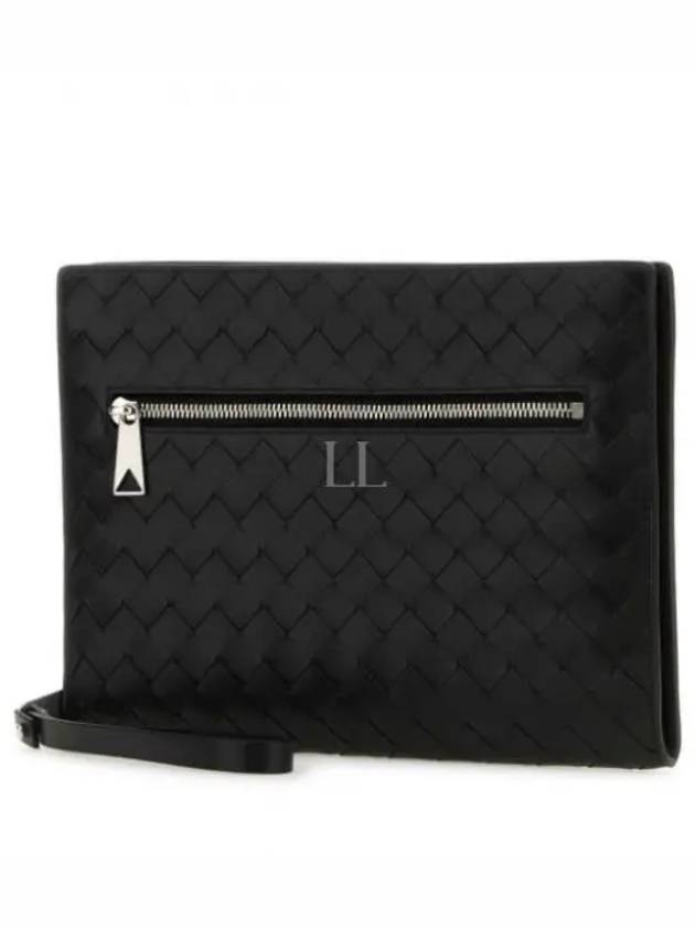 Intrecciato Zipper Small Clutch Bag Black - BOTTEGA VENETA - BALAAN 2