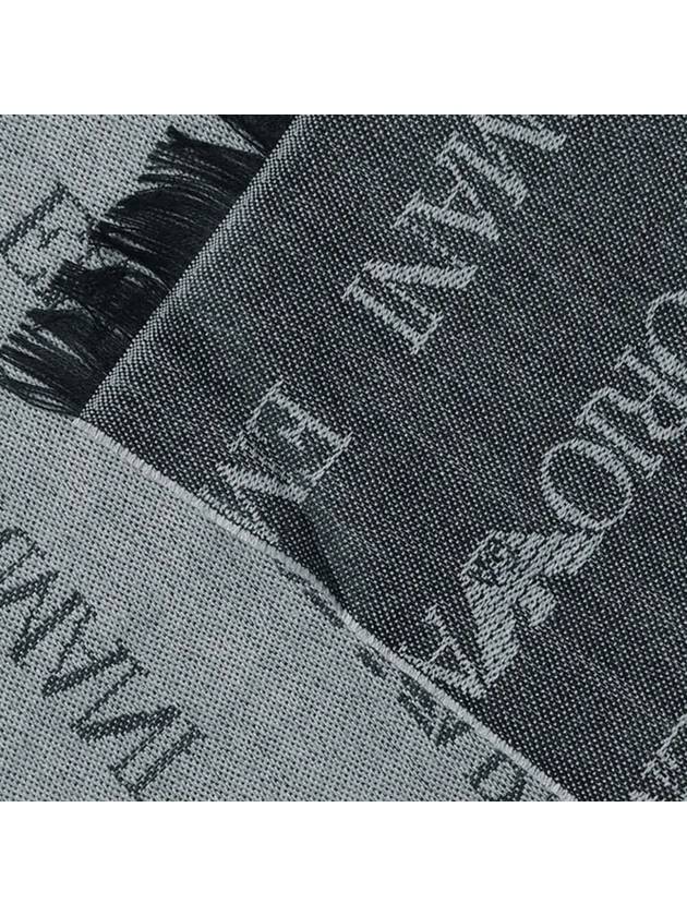 Monogram Pattern Knit Scarf Grey - EMPORIO ARMANI - BALAAN 4