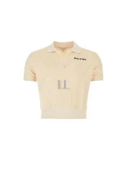 Italic Embroidered Logo Cotton Polo Shirt Beige - SPORTY & RICH - BALAAN 2