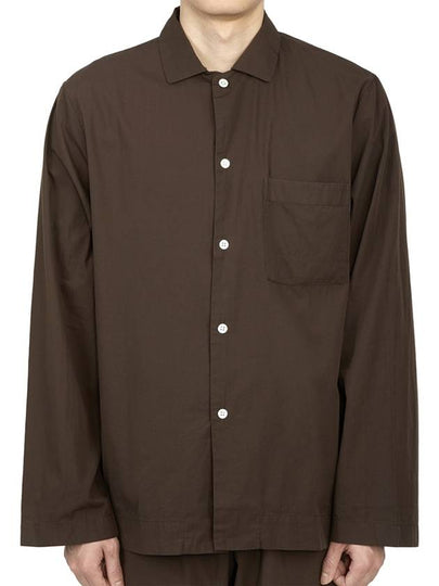 Poplin Pajamas Long Sleeve Shirt Coffee - TEKLA - BALAAN 2